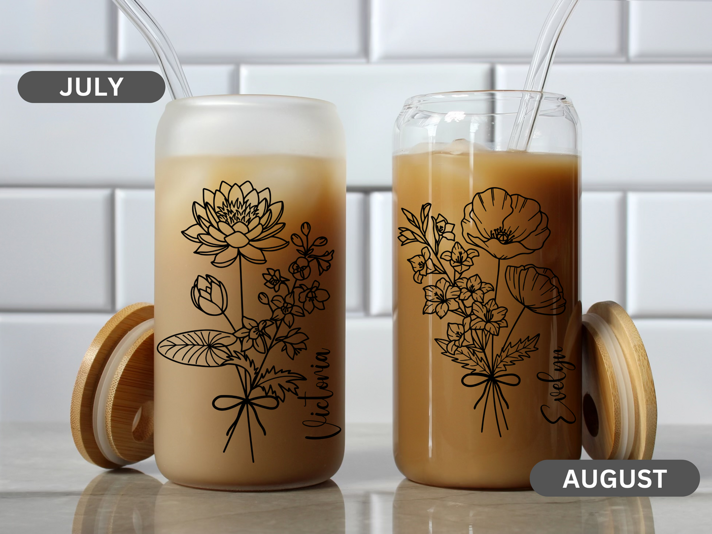 Personalized Iced Coffee Cup 16oz Glass Tumble