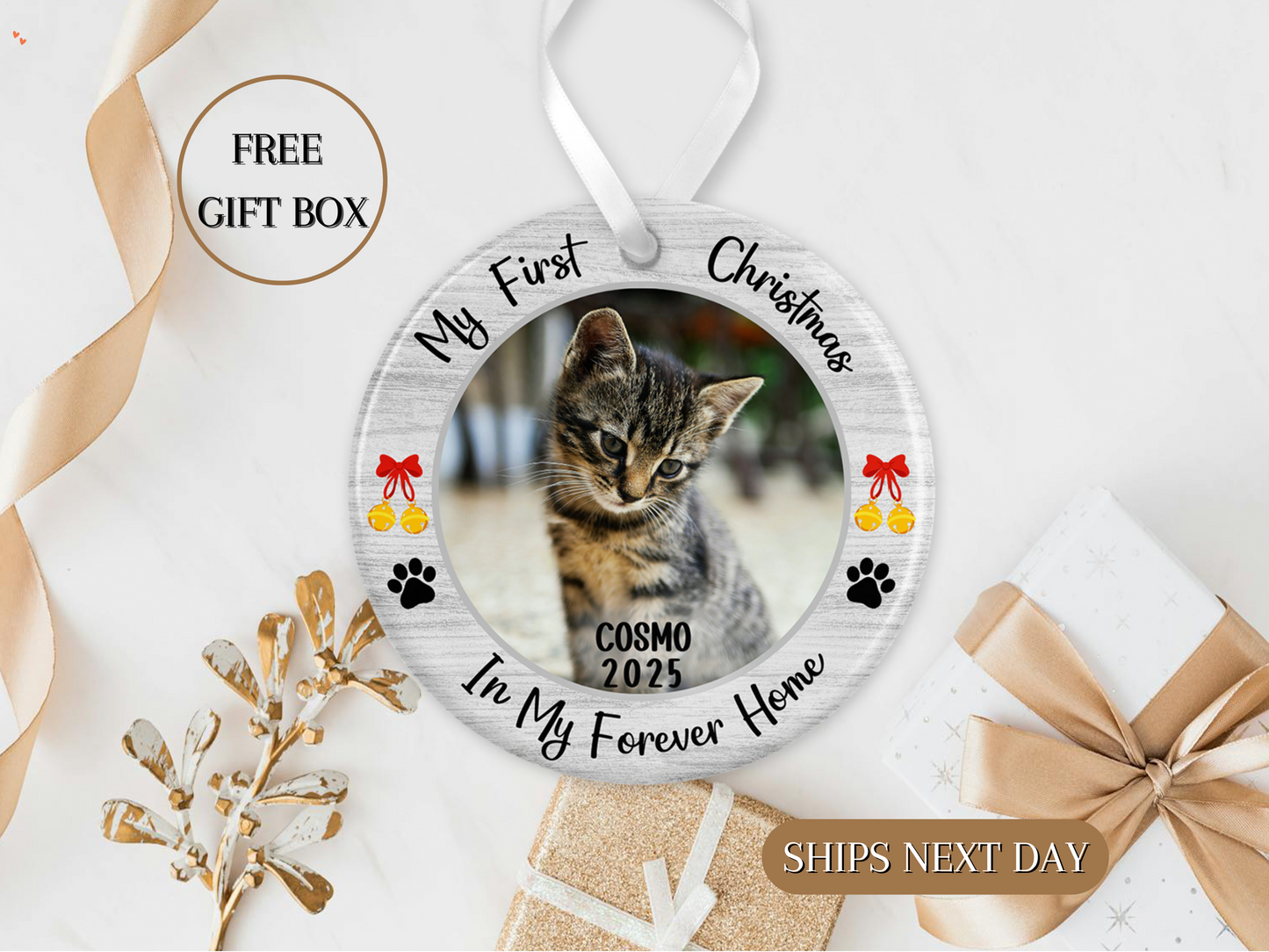 Custom Cats First Christmas ornaments