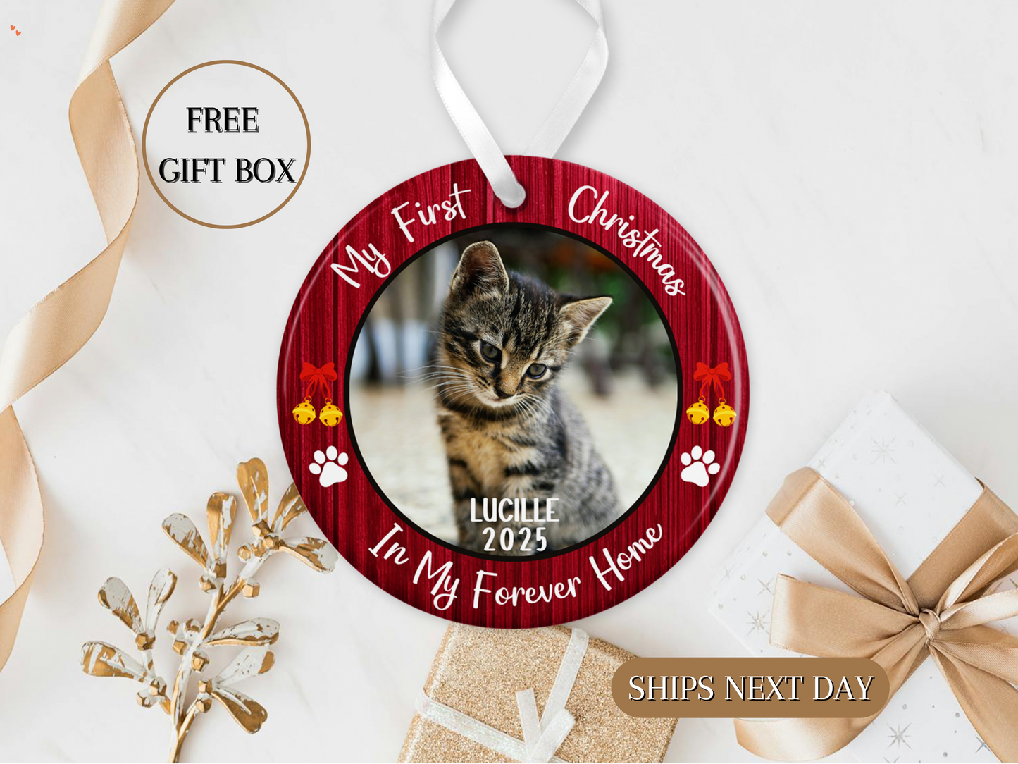 Custom Cats First Christmas ornaments