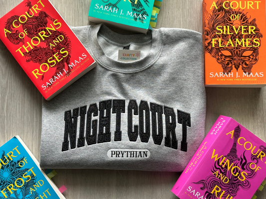 Night court embroidered sweatshirt, city of starlight , SJM sweater, velaris, ACOTAR sweatshirt,Embroidered Sweatshirt