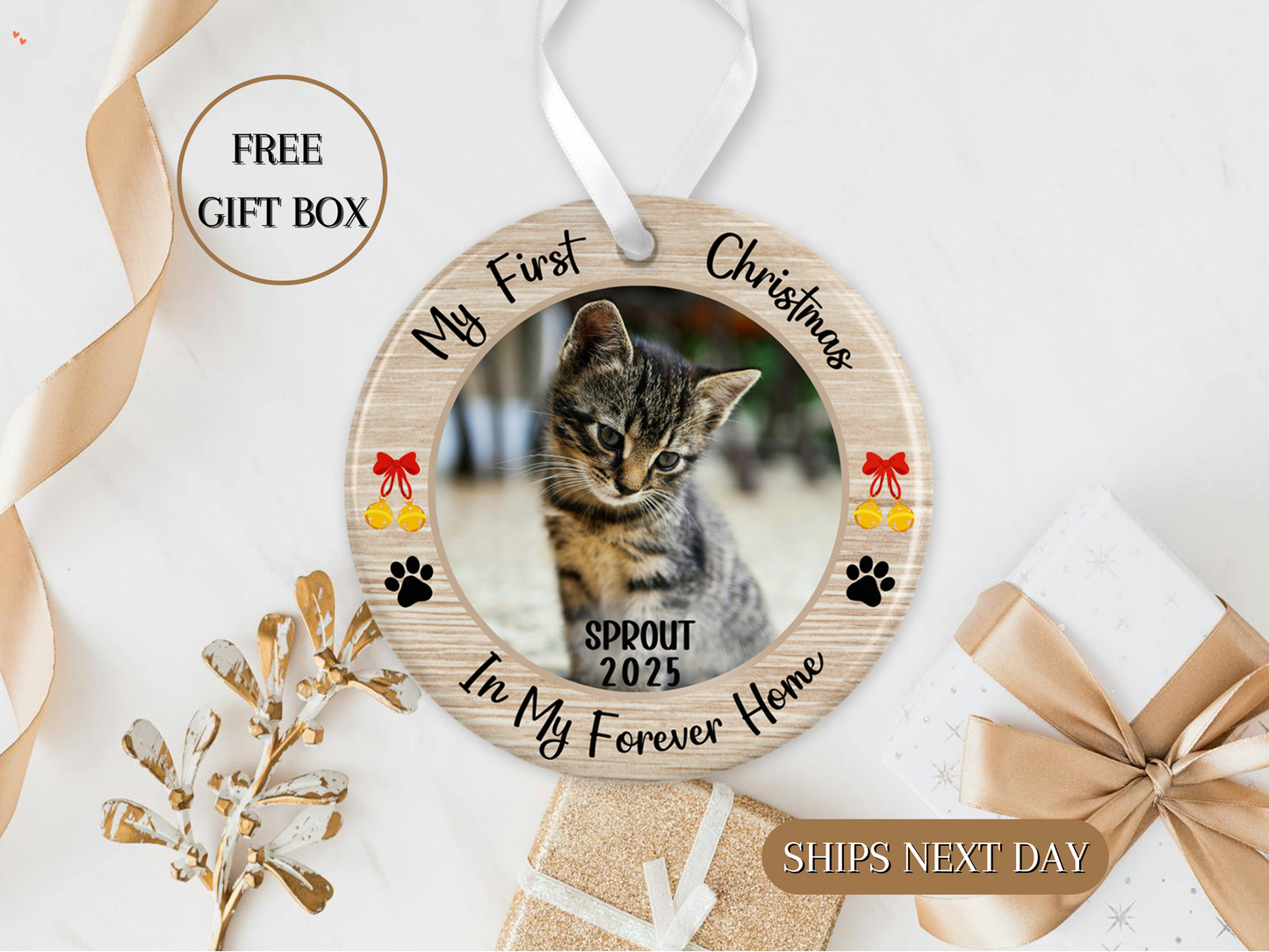 Custom Cats First Christmas ornaments