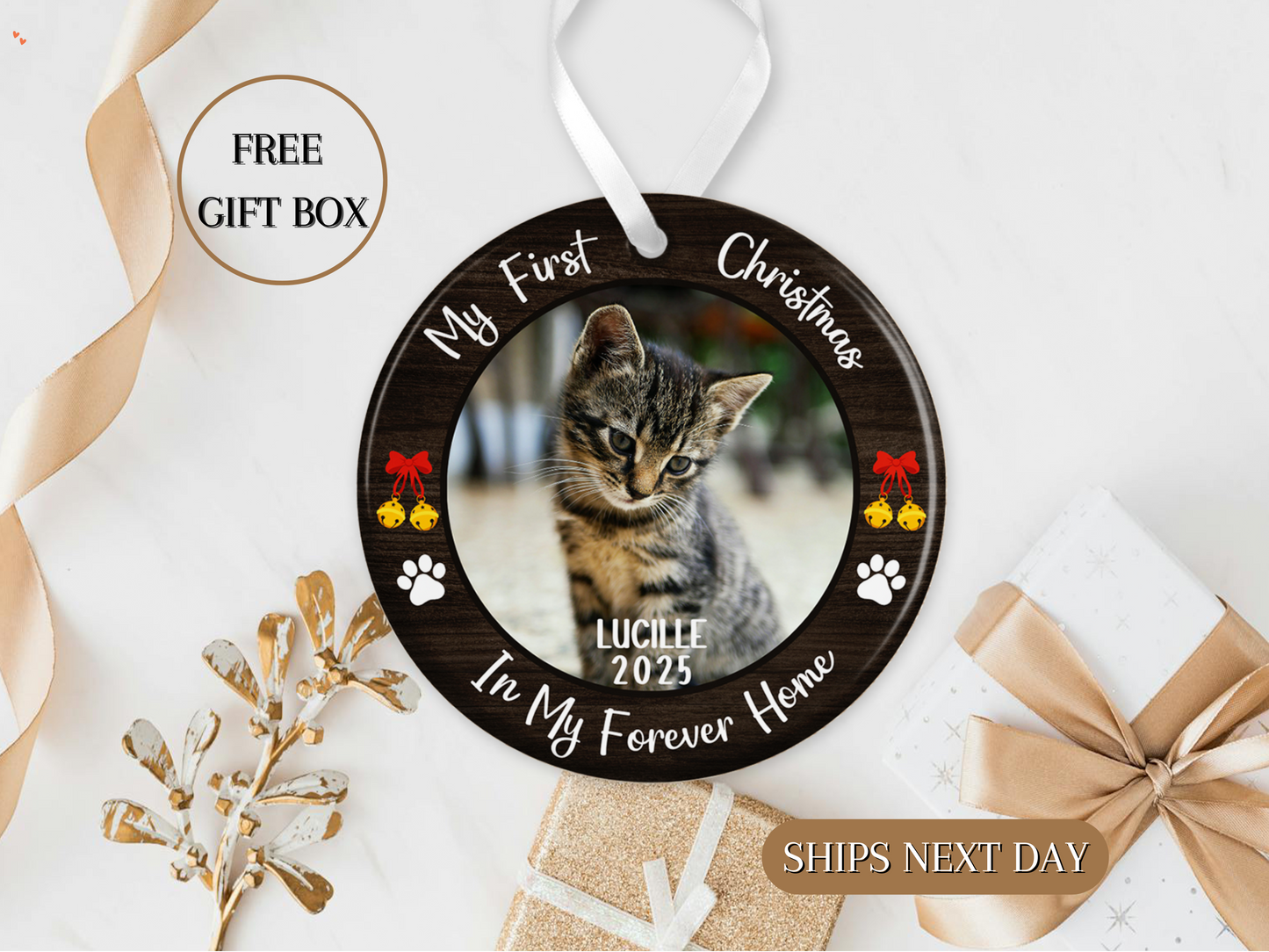 Custom Cats First Christmas ornaments