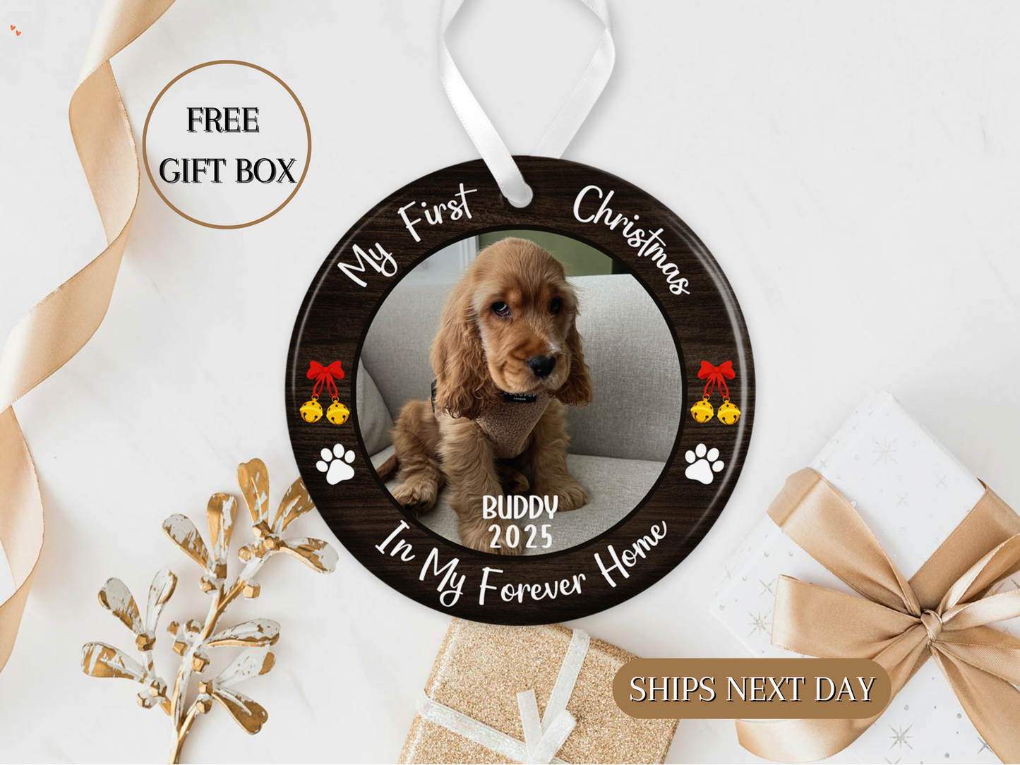 Custom Dogs First Christmas ornaments