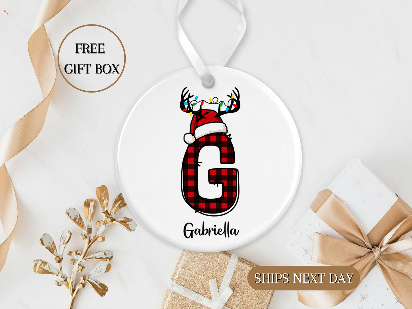 Custom Plaid  Letter Name ornament