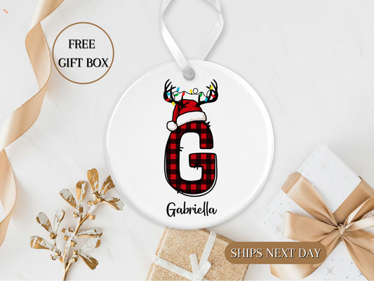 Custom Plaid  Letter Name ornament