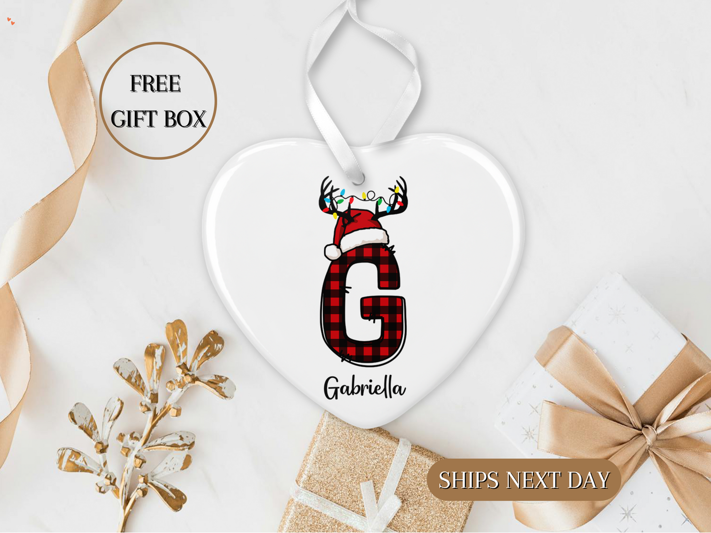 Custom Plaid  Letter Name ornament