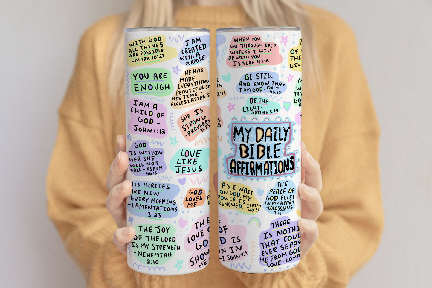 Christian Affirmation Tumbler ,Affirmation Gift For Mother's Day, Bible Affirmations Tumbler