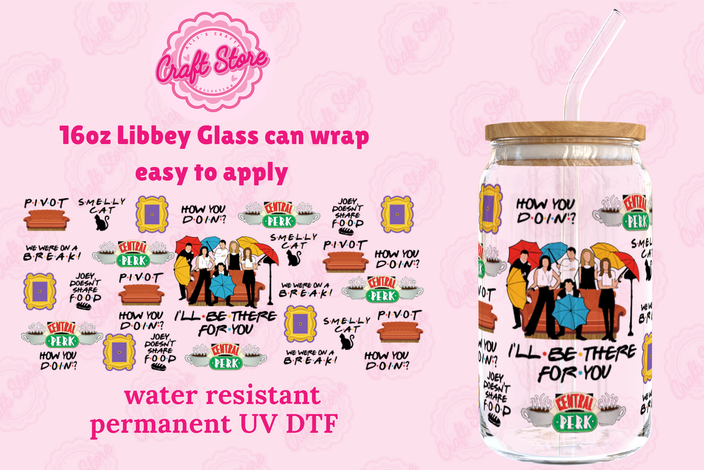 Cp UV DTF transfer 16 oz libbey glass wrap