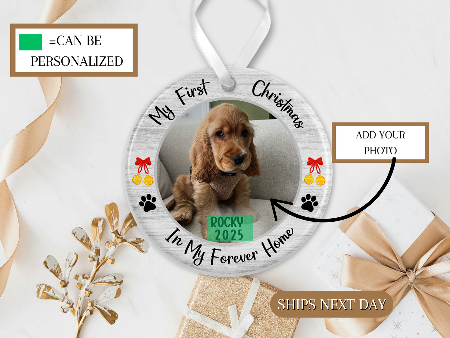 Custom Dogs First Christmas ornaments