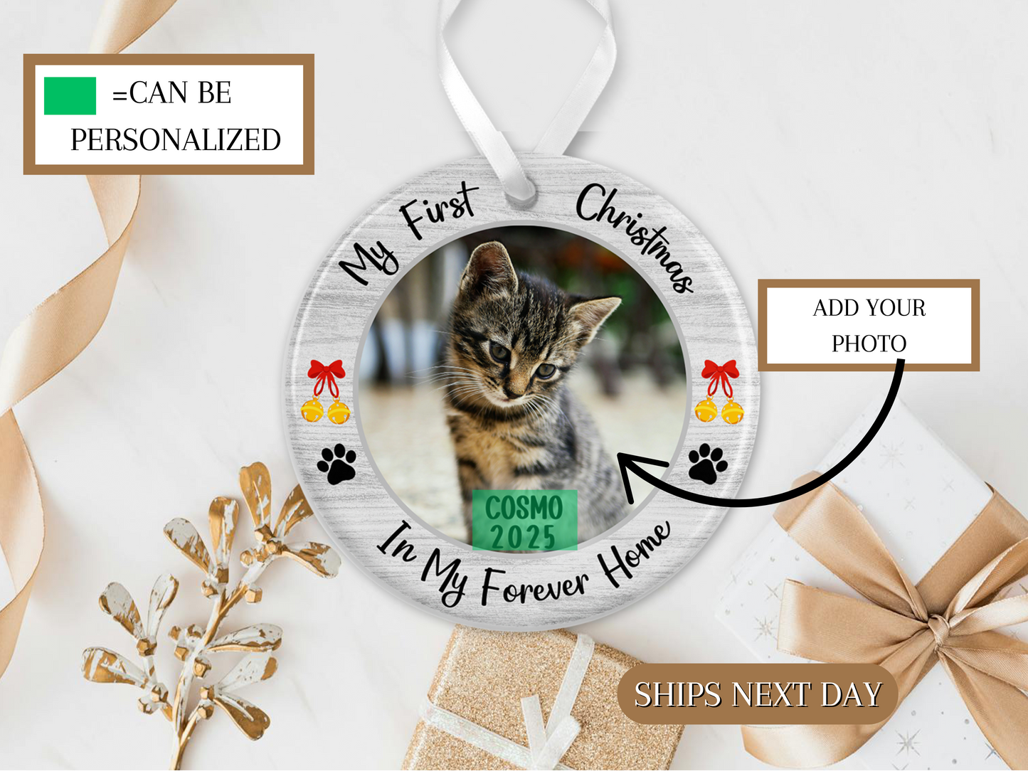 Custom Cats First Christmas ornaments