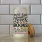 Just a Girl Who Loves Books 16oz Libbey Glass Can - Book Lover Floral Tumbler with Bamboo Lid and Straw, Perfect Gift for Readers"