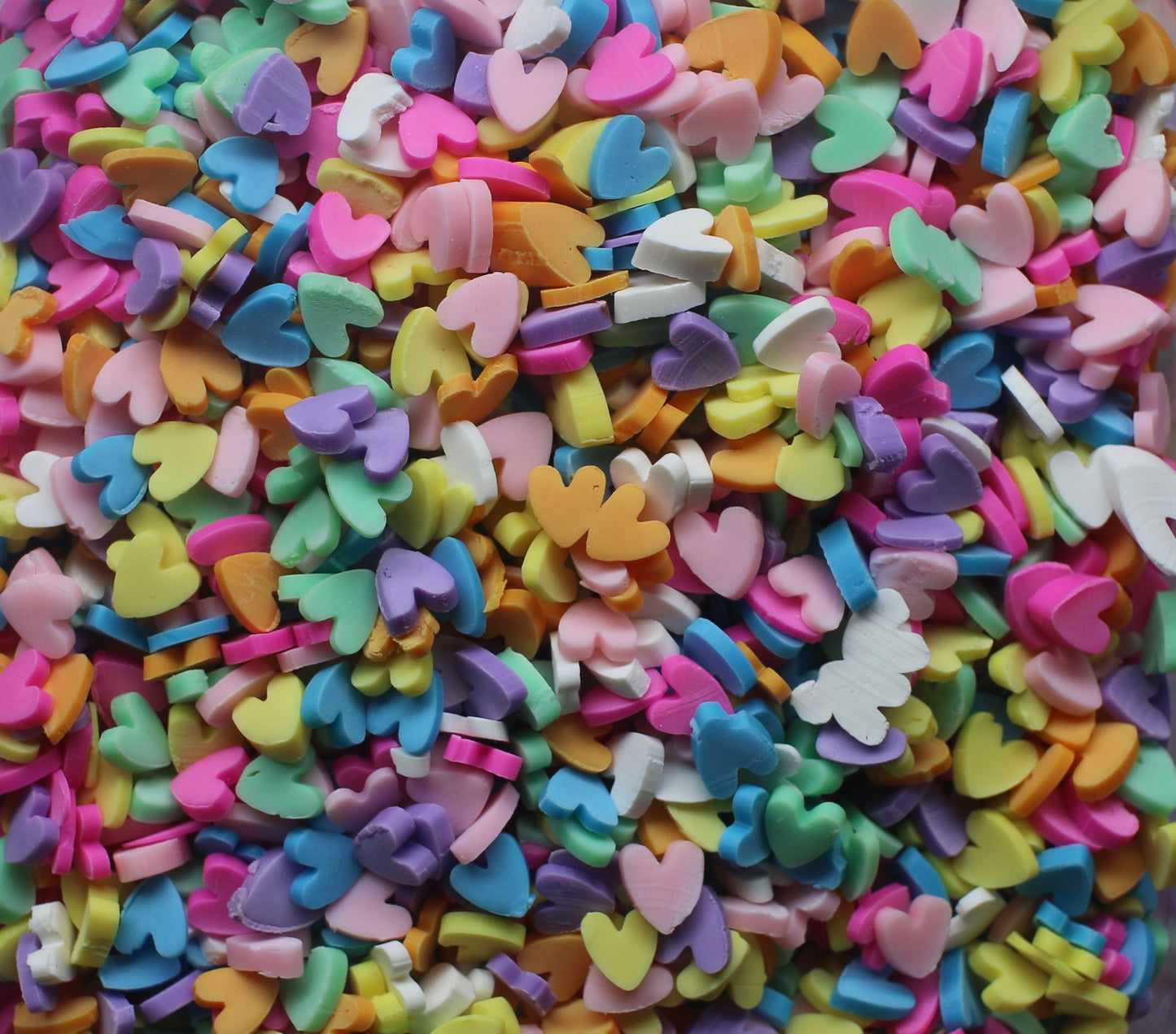 Colorful Hearts polymer clay slices
