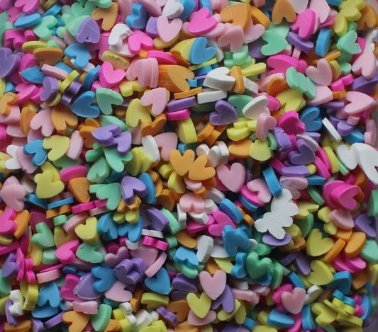 Colorful Hearts polymer clay slices